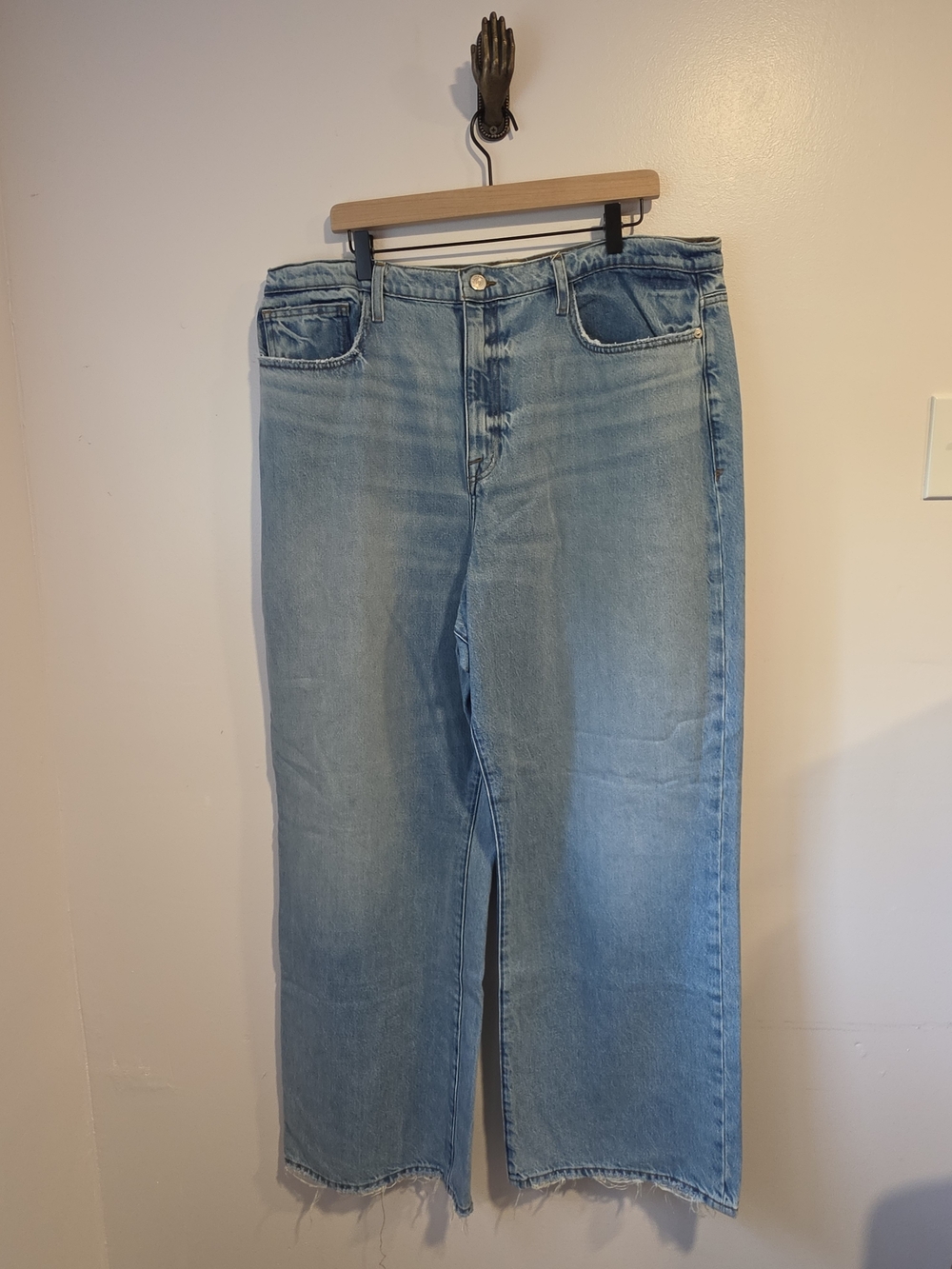 FRAME Denim Light Wash Extra Wide-Leg High Rise Jeans Plus Size Women's 34/31